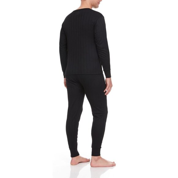 Men Thermal Underwear Black Cotton Fleece Lined Long Johns Winter Base layer NWT - Picture 4 of 6